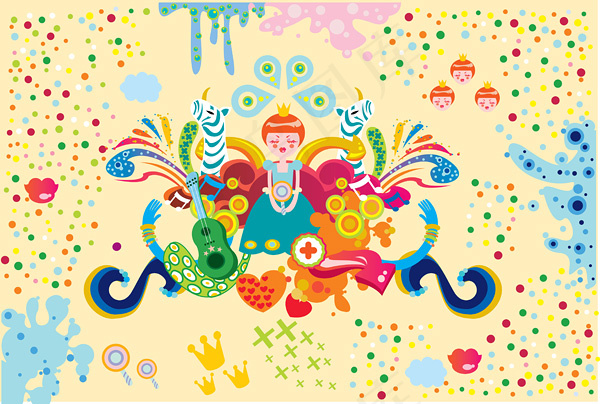 可爱潮流插画矢量素材