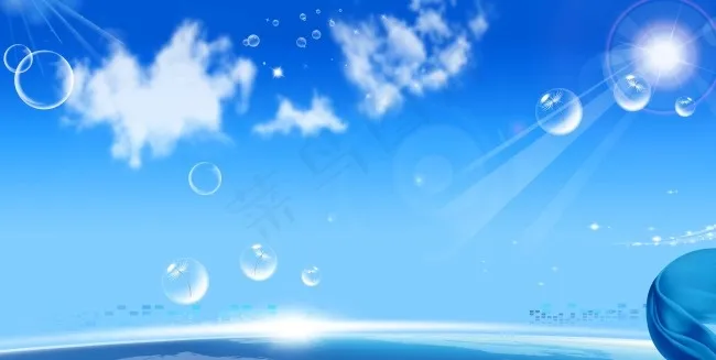 蓝天白云背景(6496X3268(DPI:100))psd模版下载