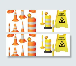 交通路障维修矢量素材