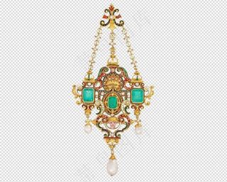 古风超美蓝色项链PNG免扣图PSD...