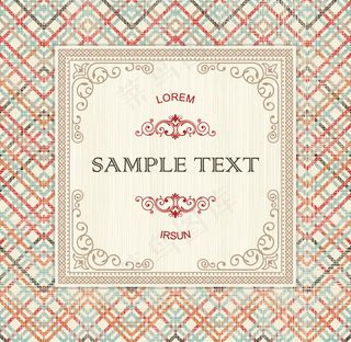 复古菱形格文本背景矢量素材下载