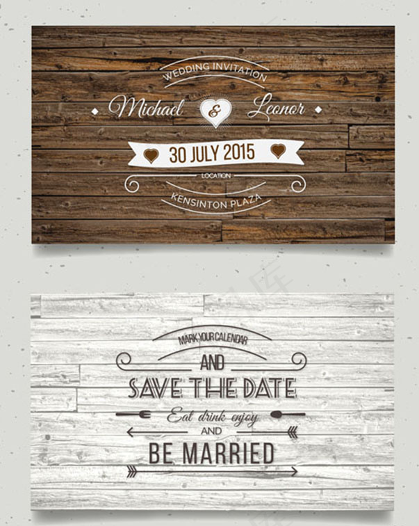 木纹婚礼邀请卡