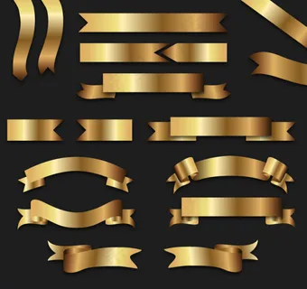 16款金色丝带矢量素材