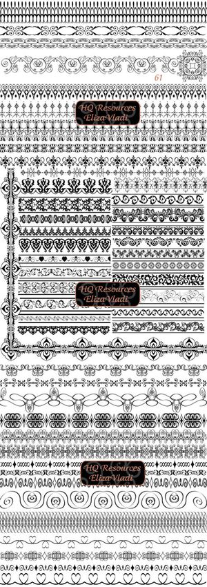 高清晰独特的边界花纹PS笔刷