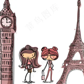 线稿插画背景05—矢量素材 线稿插画背景05—矢量素材