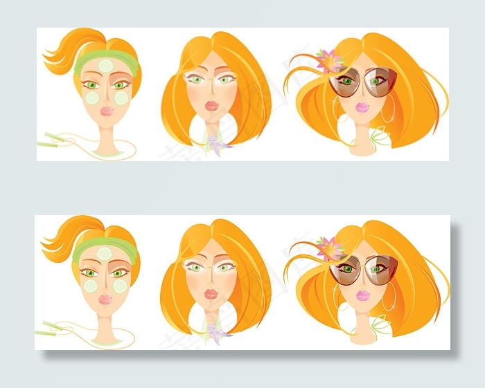 时尚的女性头矢量素材