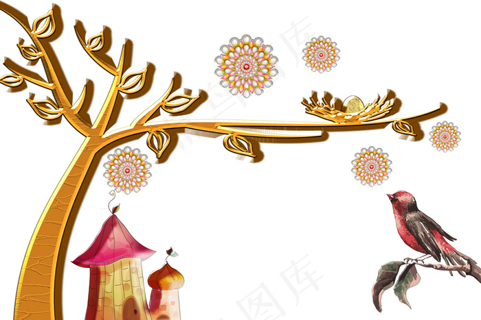 卡通植物花卉客厅卧室书房儿童房装饰...