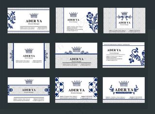 横板蓝白底纹名片卡片设计矢量素材