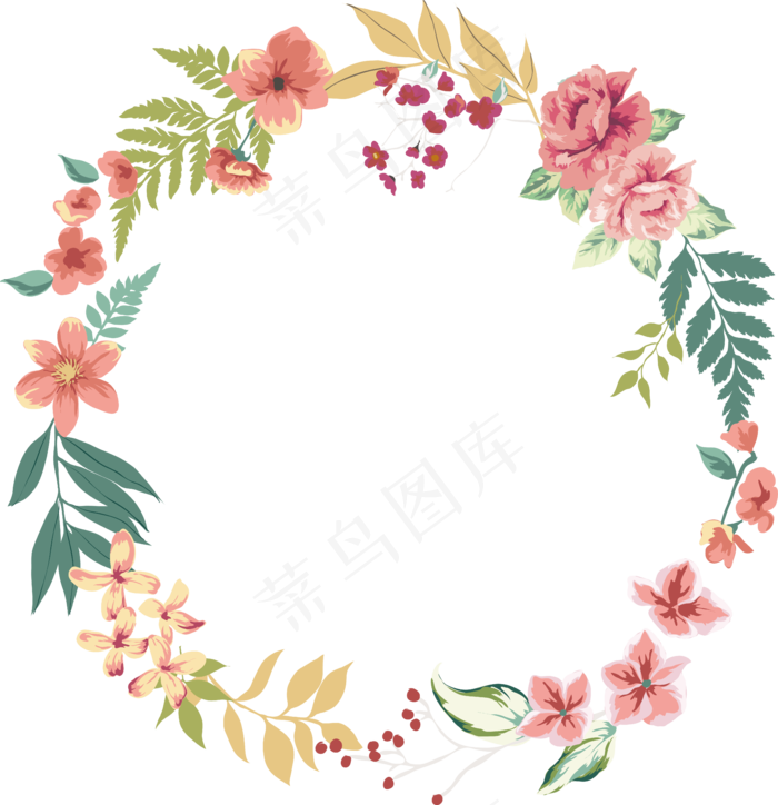花环彩色手绘素材