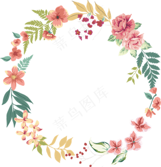 花环彩色手绘素材