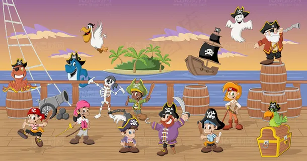 精美海盗卡通人物设计矢量素材