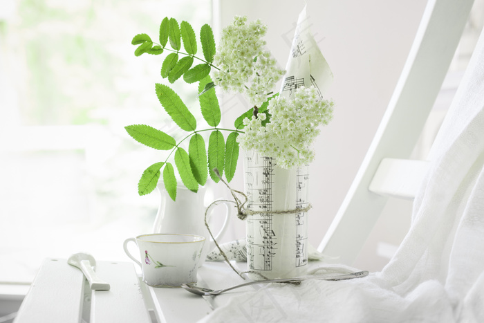 简约小清新文艺风插花静物摆拍背景