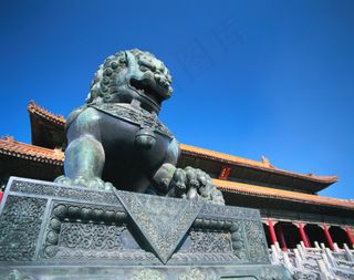 太和门前的石狮子高清图片