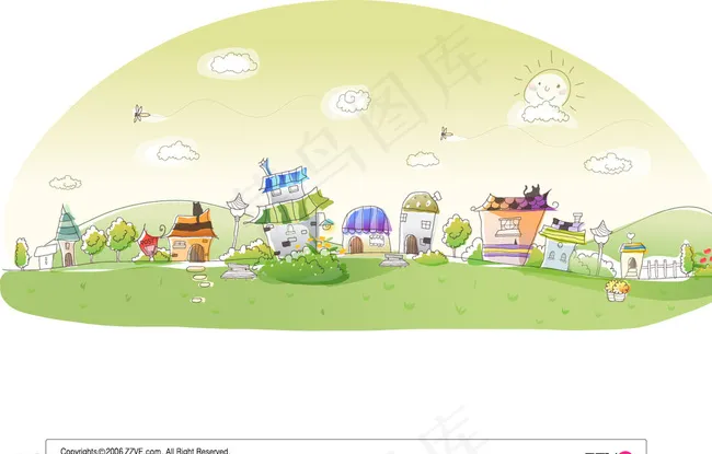 抽象城市风景图片ai矢量模版下载