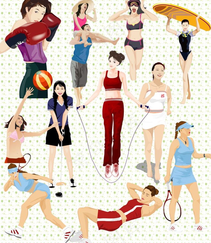 卡通健身美女图片