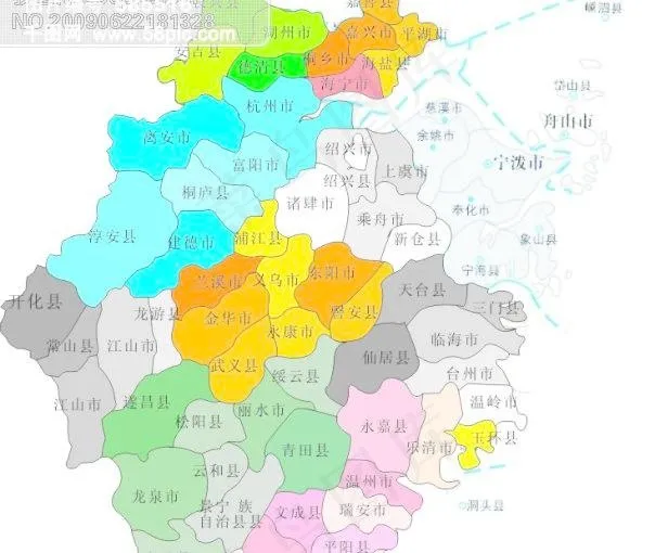 浙江省县市分布-矢量地图cdr矢量模版下载