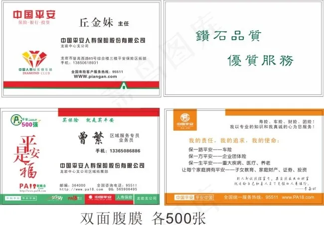 中国平安名片cdr矢量模版下载