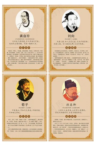 复古色中国风学校宣传名人名言挂画p...