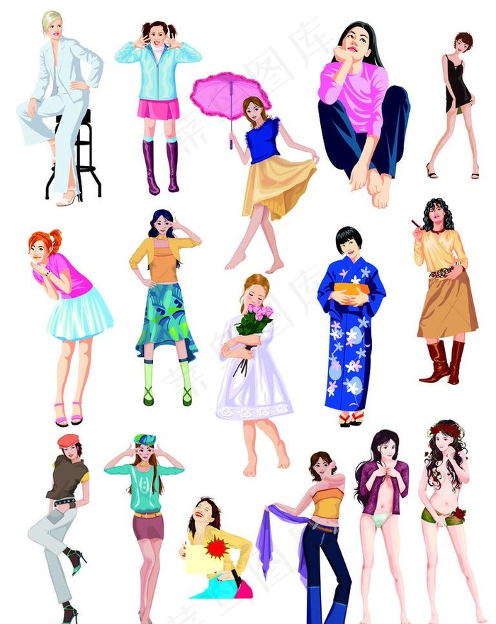女性卡通人物素材图片