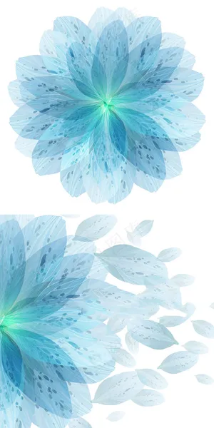 蓝色幻彩花卉矢量素材