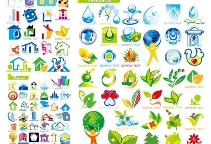 生态主题图标矢量的房子eps,ai矢量模版下载