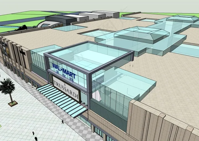 沿海某商业广场与住宅集合设计SU草...