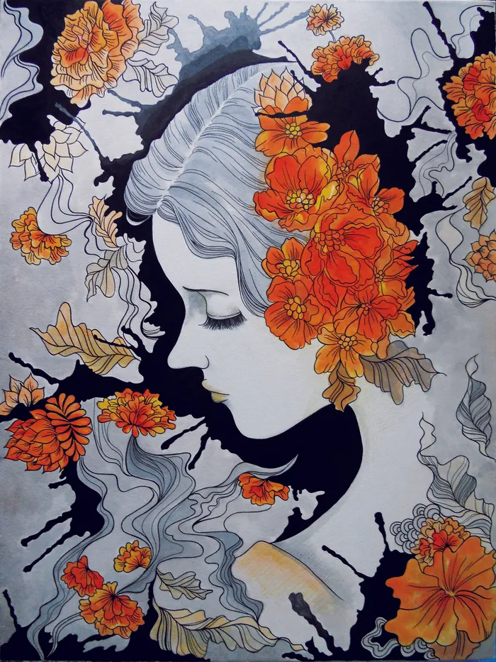 枯荣系列插画图片