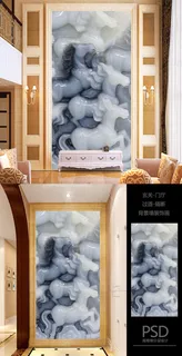 高清家和富贵马玉雕玄关装饰画