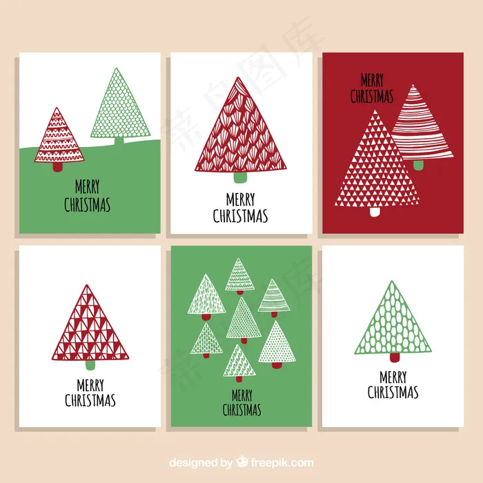 手绘圣诞卡收藏ai矢量模版下载