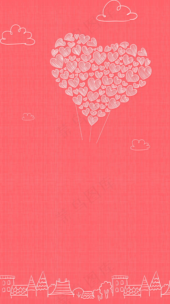 唯美粉色爱心气球七夕情人节背景素材