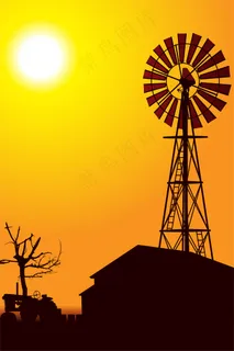 黄昏旅游风光剪影高清背景