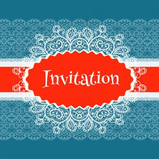 蓝色背景婚礼请柬图片