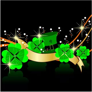 矢量动感绿色四叶草背景素材