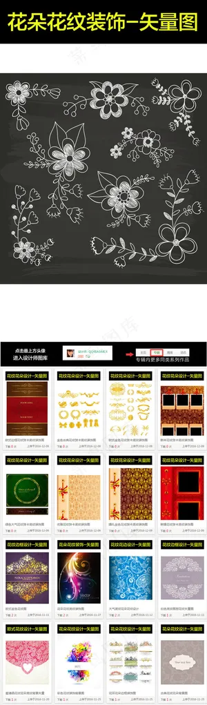 黑色线稿花朵鲜花底纹背景素材