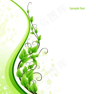绿色系藤蔓蝴蝶和动感曲线花纹 绿色系藤蔓蝴蝶和动感曲线花纹
