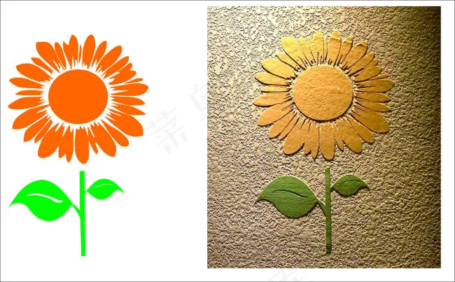 硅藻泥向日葵矢量刻花太阳花刻花矢量...cdr矢量模版下载