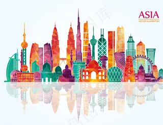 炫彩亚洲著名地标建筑图片
