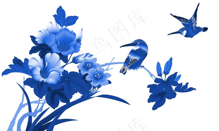青花花鸟