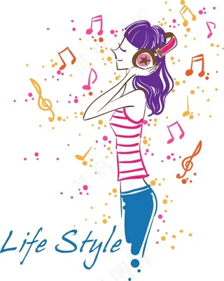 听音乐的美女