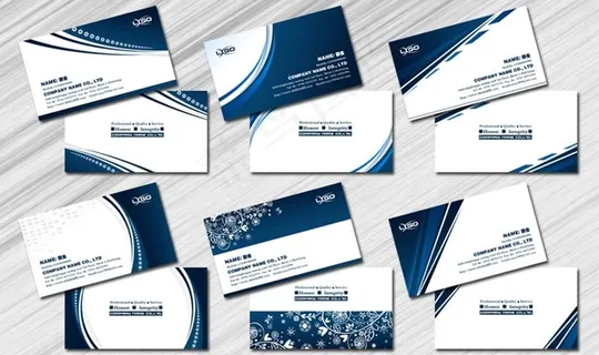 藏青色名片卡片设计PSD素材