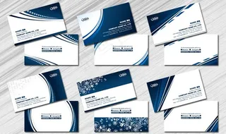 藏青色名片卡片设计PSD素材