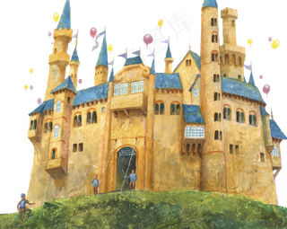 卡通童趣梦幻小屋梦幻扁平城堡PNG...