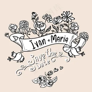 矢量鲜花丝带背景矢量素材