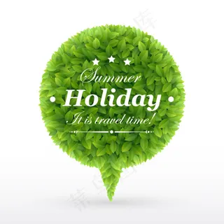 绿叶创意对话框02—矢量素材