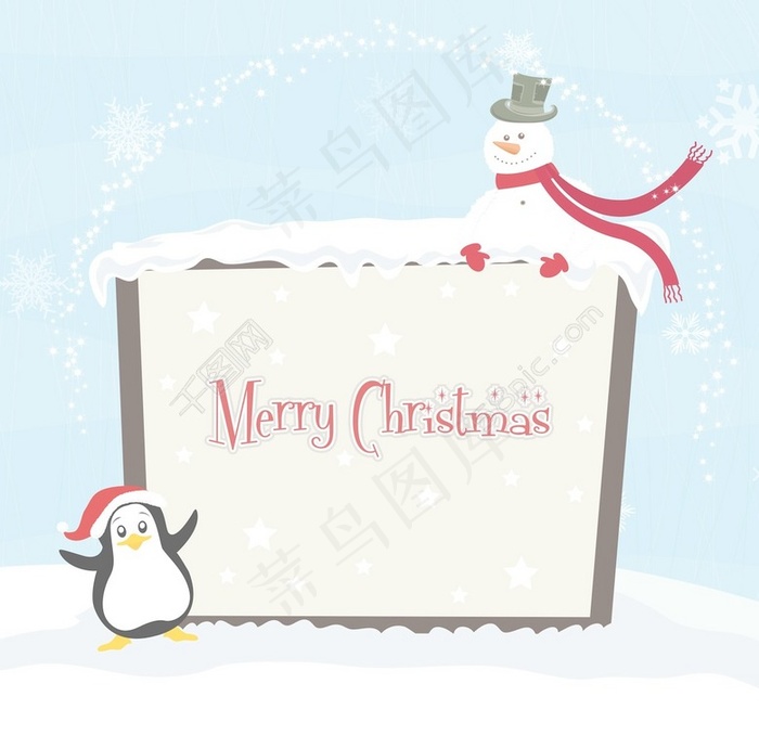 与企鹅冬天背景矢量