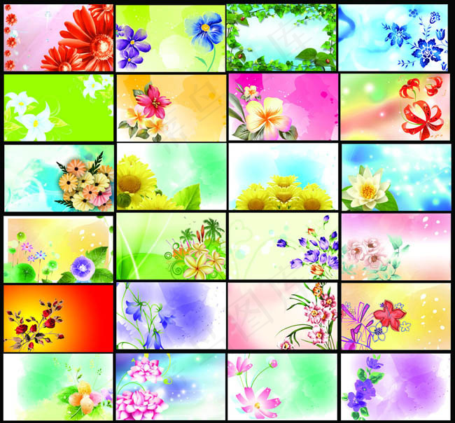 梦幻花纹名片卡片设计PSD素材