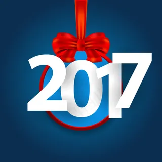 红色蝴蝶结与2017图片