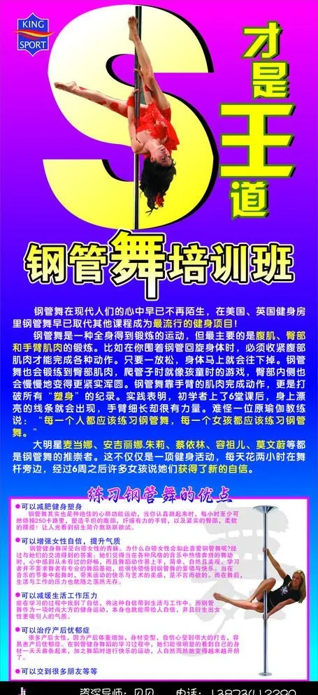 金仕堡健身会所S身材钢管舞培训cdr矢量模版下载