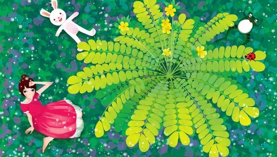 女孩与小白兔图片