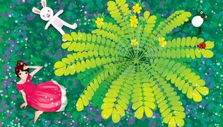 女孩与小白兔图片